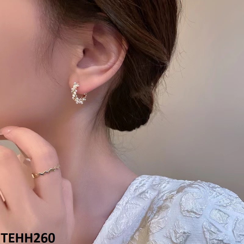 Curved Pearl Ear Hoops Pair