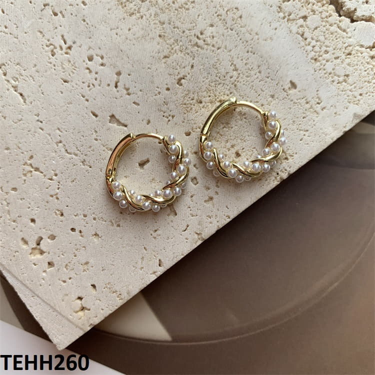 Curved Pearl Ear Hoops Pair