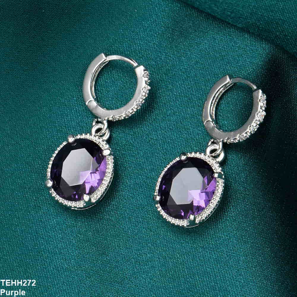 Oval Drop Ear Hoops Pair