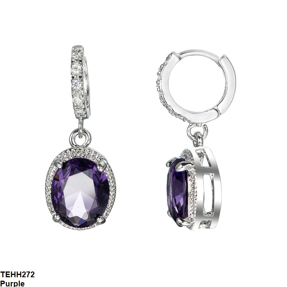 Oval Drop Ear Hoops Pair