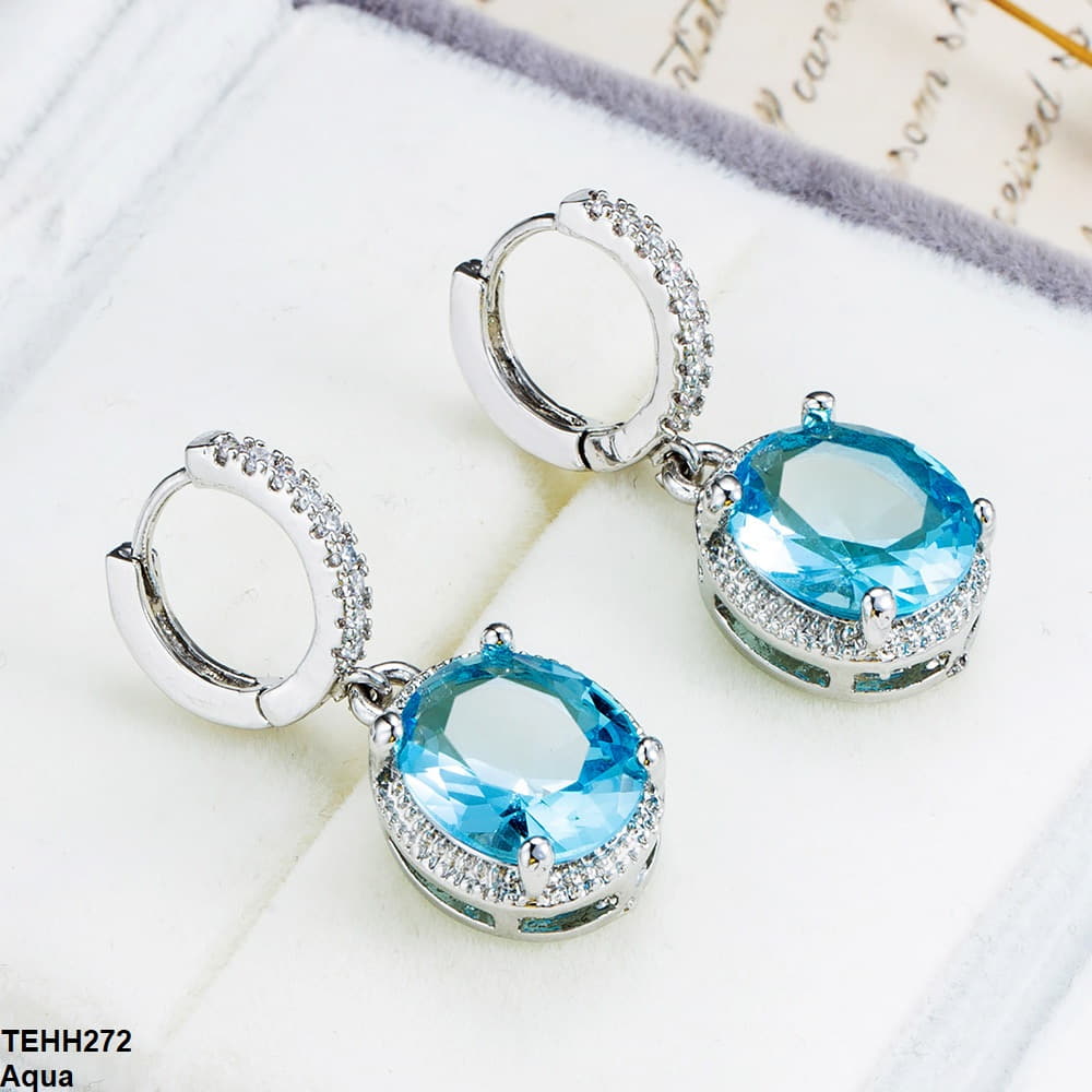 Oval Drop Ear Hoops Pair