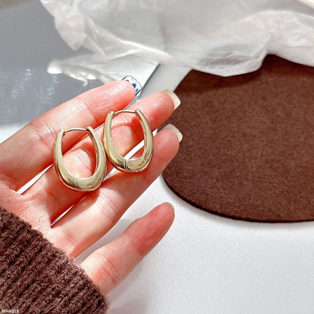 Oval Ear Hoops Pair
