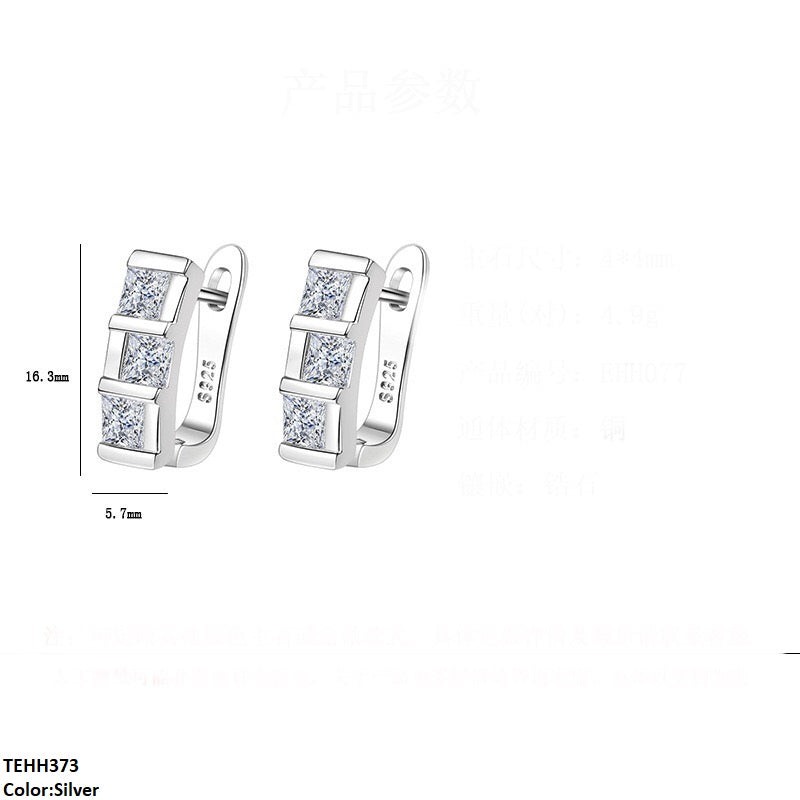 Square Step Ear Hoops Pair