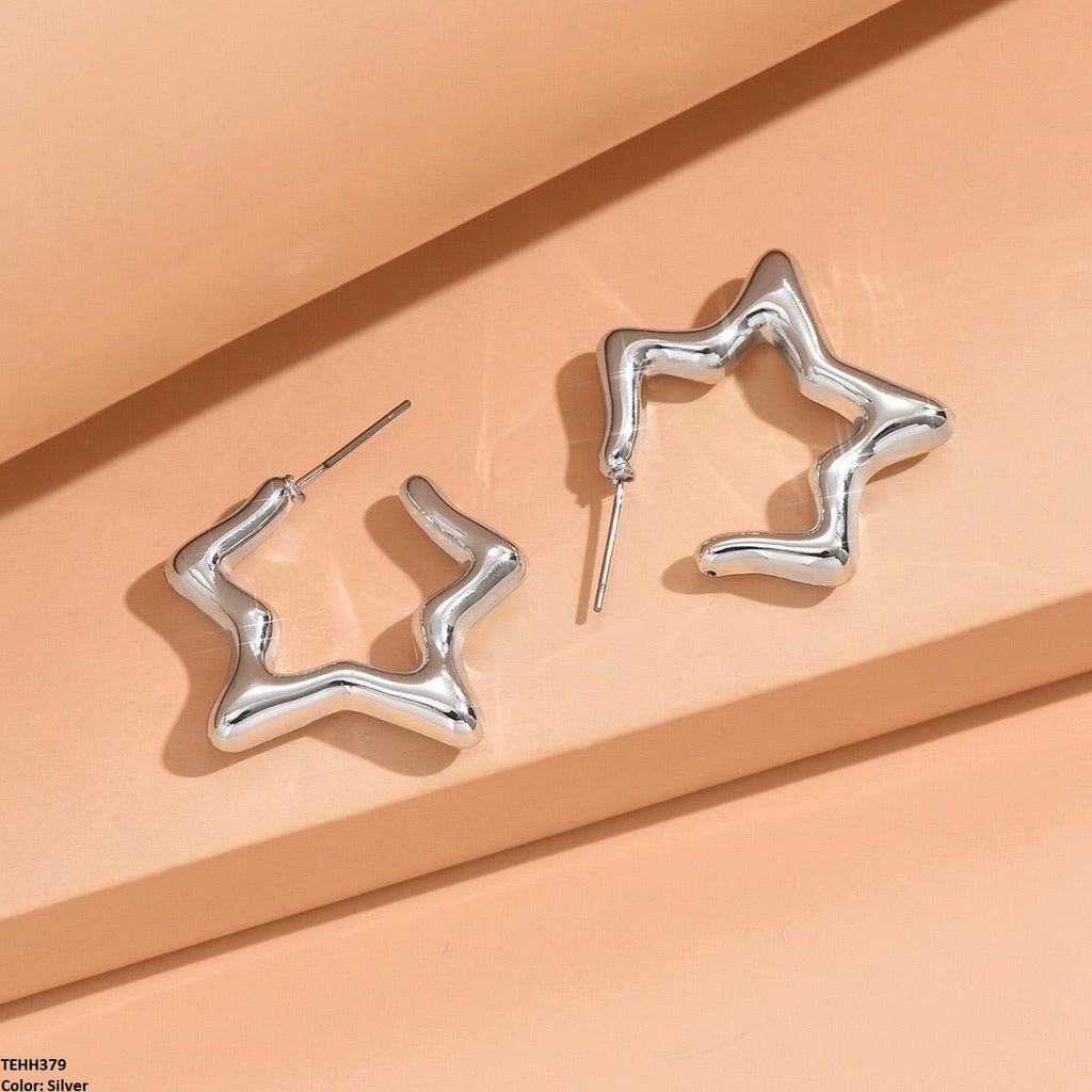 Star Ear Hoops Pair