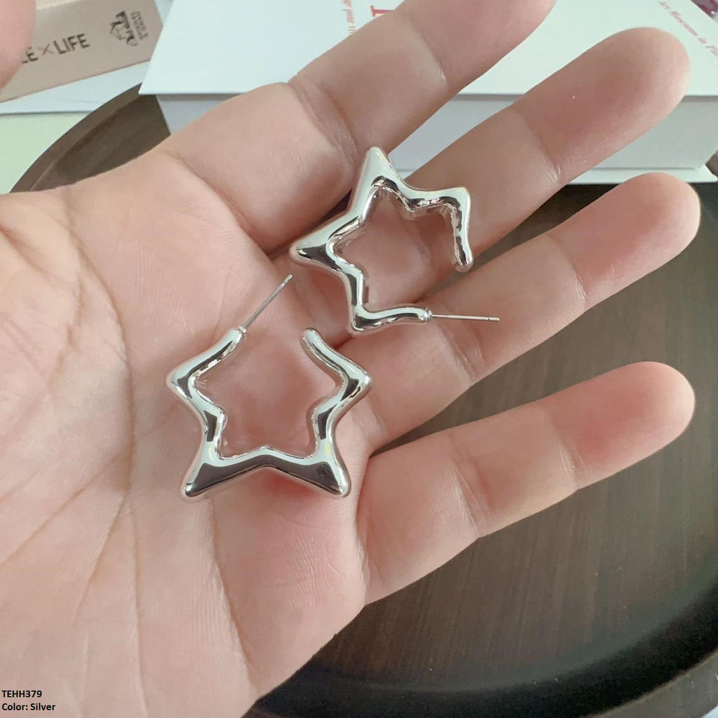 Star Ear Hoops Pair