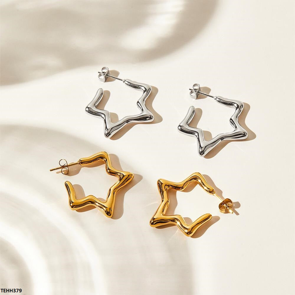 Star Ear Hoops Pair