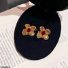 Flower Red Stone Earrings
