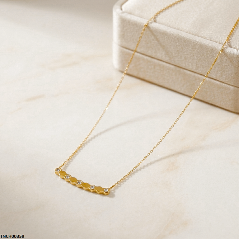 Stainless Steel Double Stone Necklace