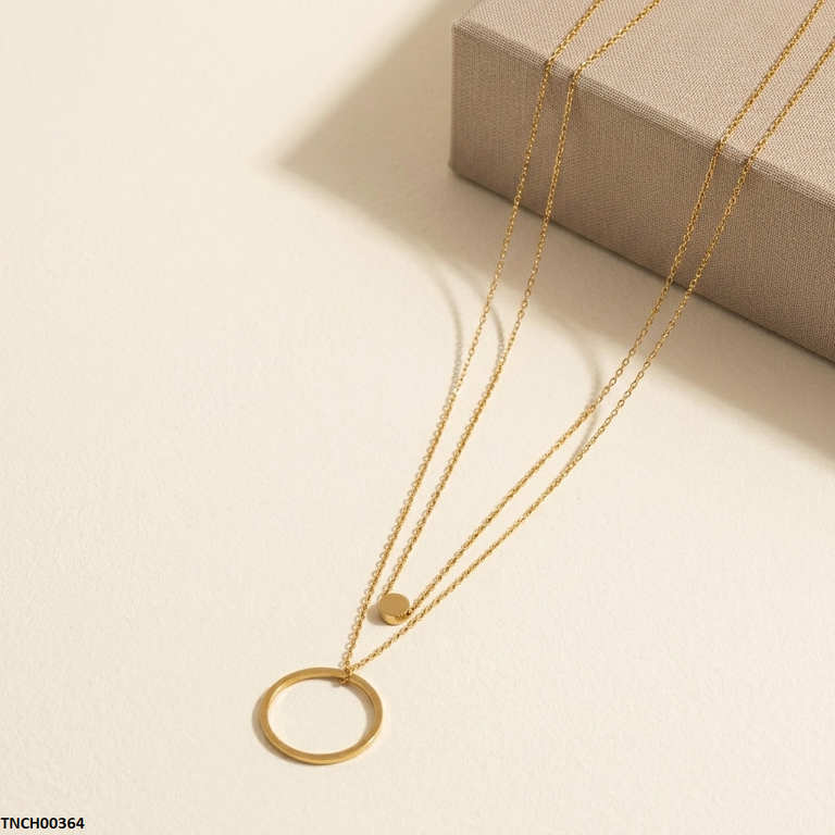 Stainless Steel Round Double Chain Necklace