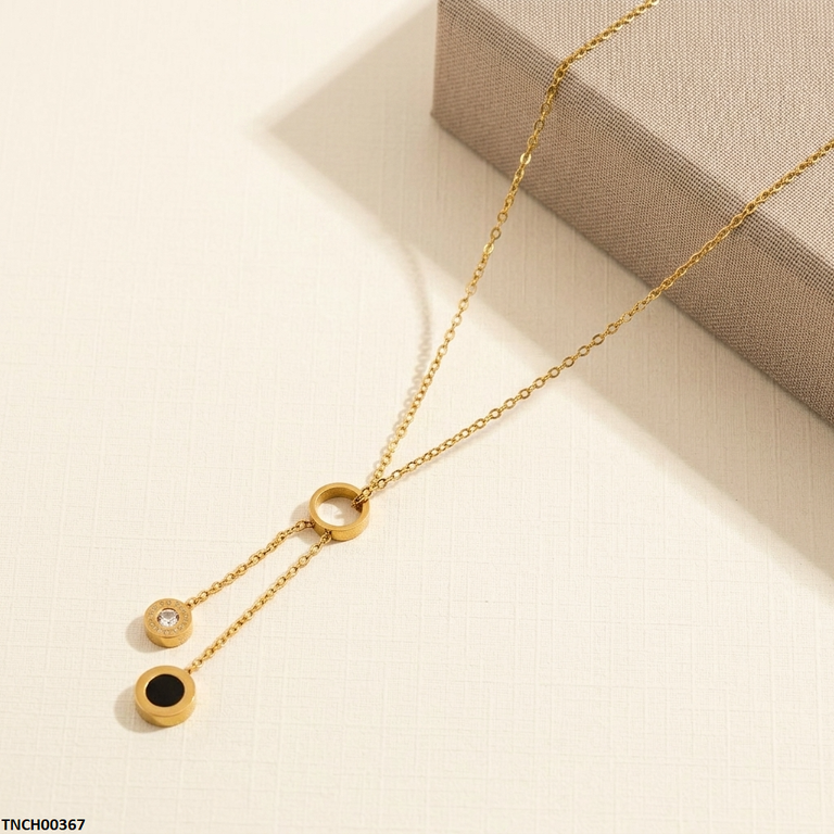 Stainless Steel Three Round Drop Necklace