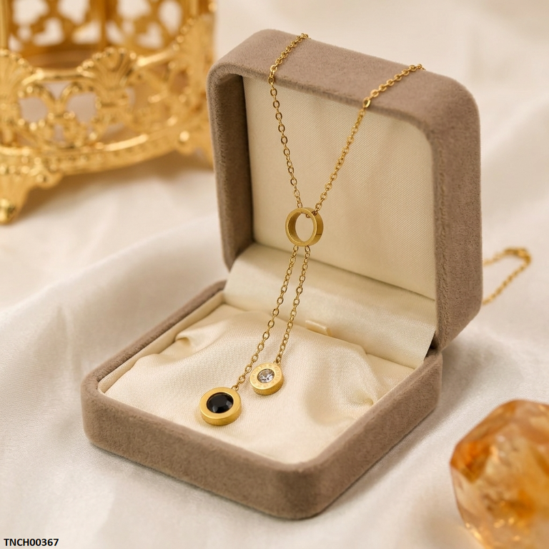 Stainless Steel Three Round Drop Necklace