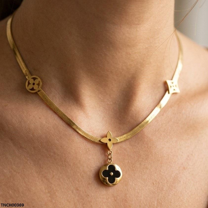 Stainless Steel Flower Drop Necklace