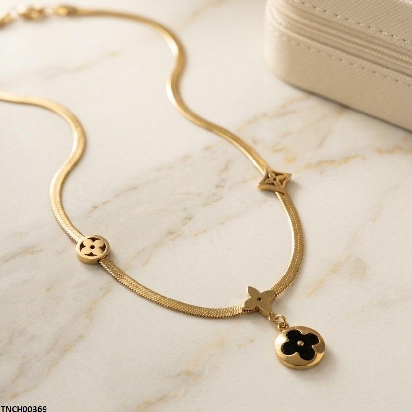 Stainless Steel Flower Drop Necklace