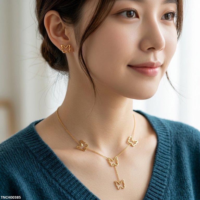 Butterfly Stainless Steel Necklace Set