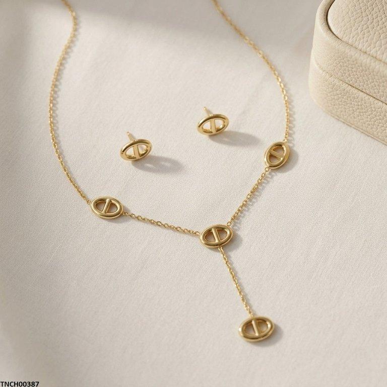 Oval Stainless Steel Necklace Set