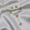 Four-Leaf Clover Stainless Steel Necklace Set