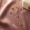 Four-Leaf Clover Stainless Steel Necklace Set