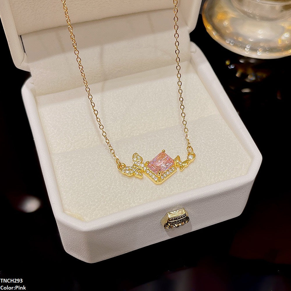 Butterfly/Square Stone Necklace