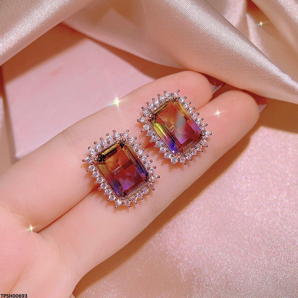 Rectangle Ametrine Zircon Pendant Set