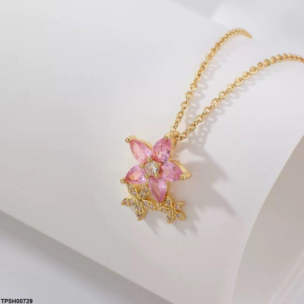 Flower Drop Pendant With Chain
