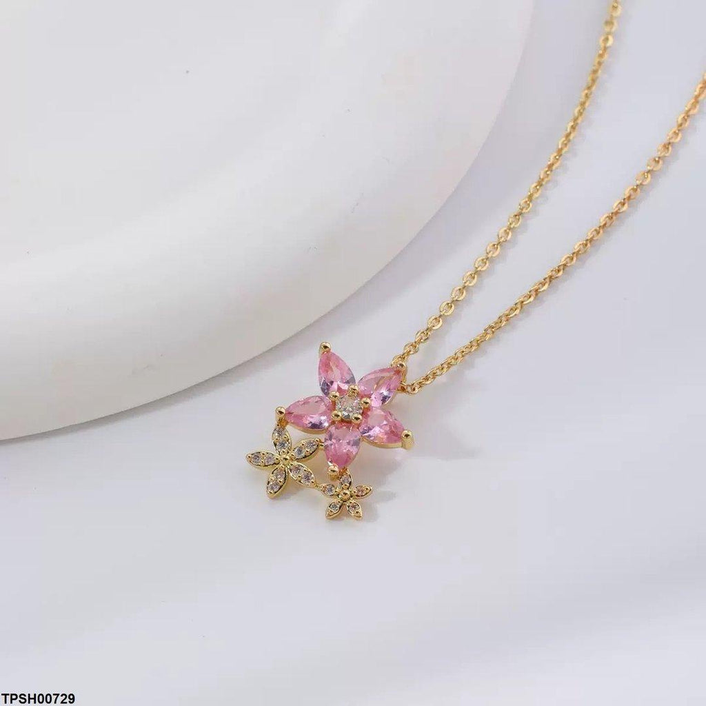 Flower Drop Pendant With Chain