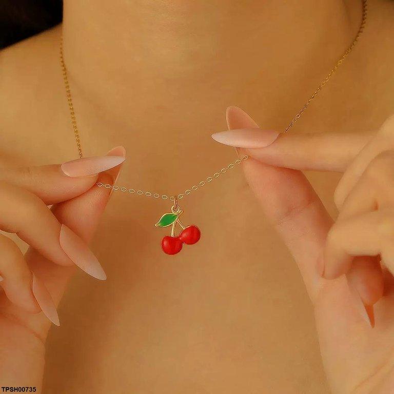 Stainless Steel Cherry/Leaf Pendant