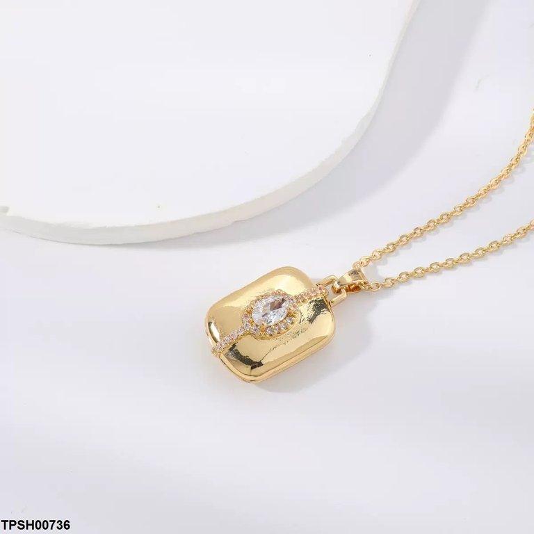 Stainless-Steel Oval Pendant With Chain
