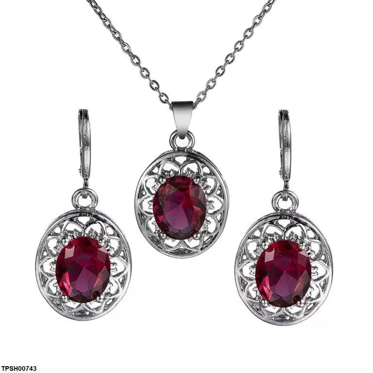 Oval Flower Pendant Set