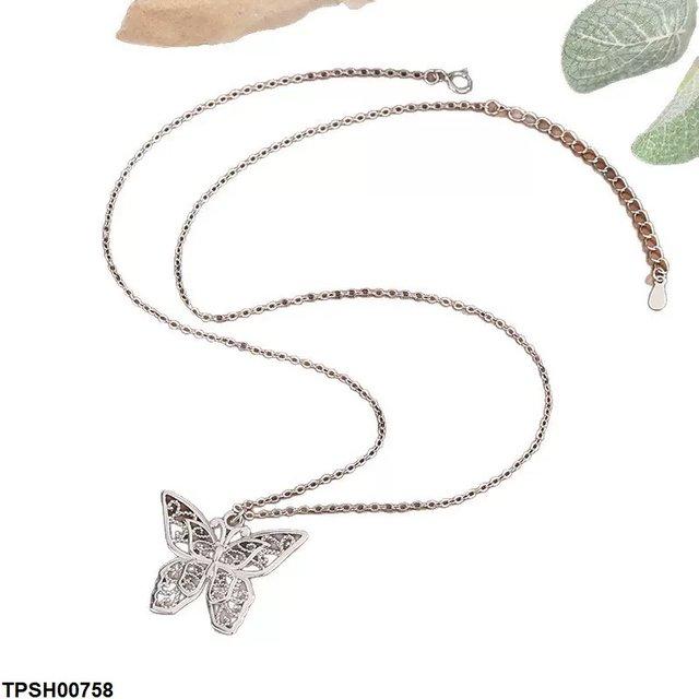 Butterfly Drop Zircon Pendant With Chain