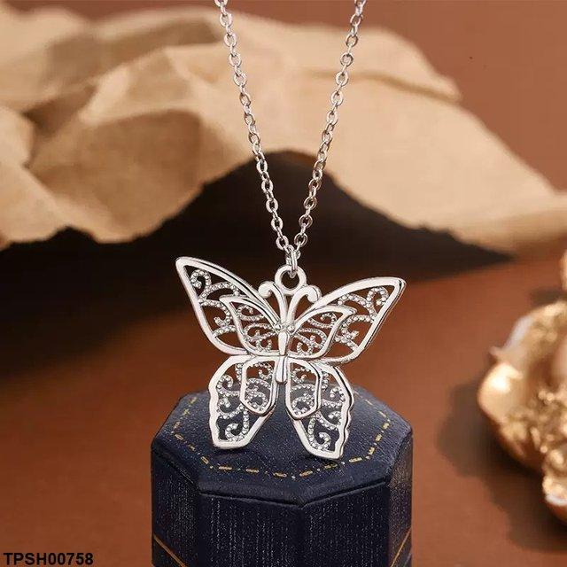 Butterfly Drop Zircon Pendant With Chain
