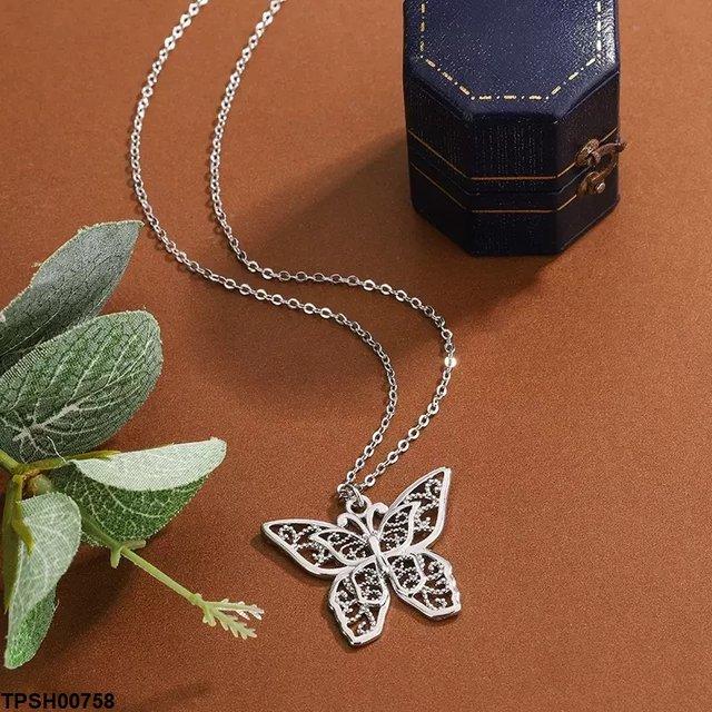 Butterfly Drop Zircon Pendant With Chain