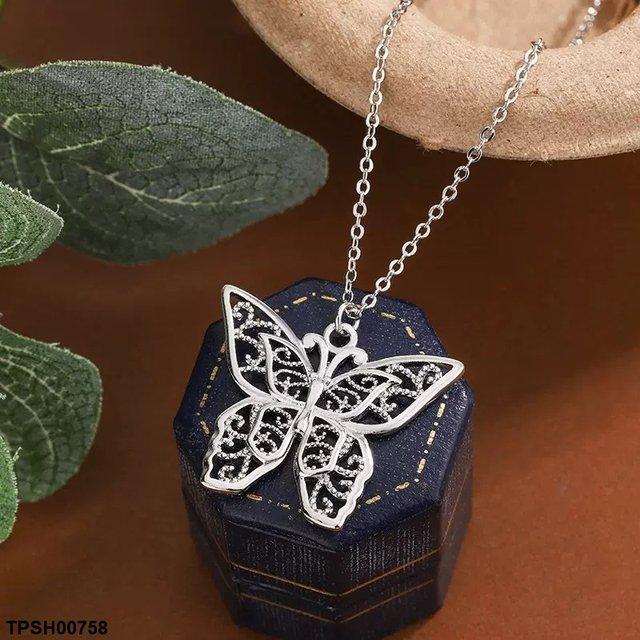 Butterfly Drop Zircon Pendant With Chain