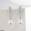 Leaf Pearl Drop Zircon Pendant Set