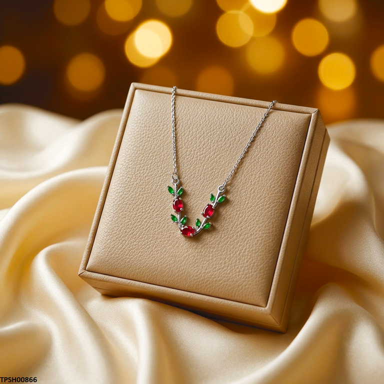 Tulip Leaf Stone Pendant With Chain