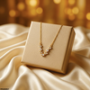 Tulip Leaf White Stone Pendant With Chain