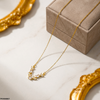 Tulip Leaf White Stone Pendant With Chain