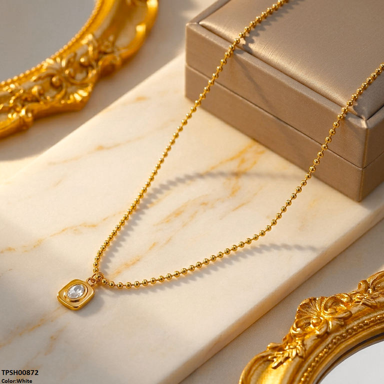 Stainless Steel Oval Stone Pendant