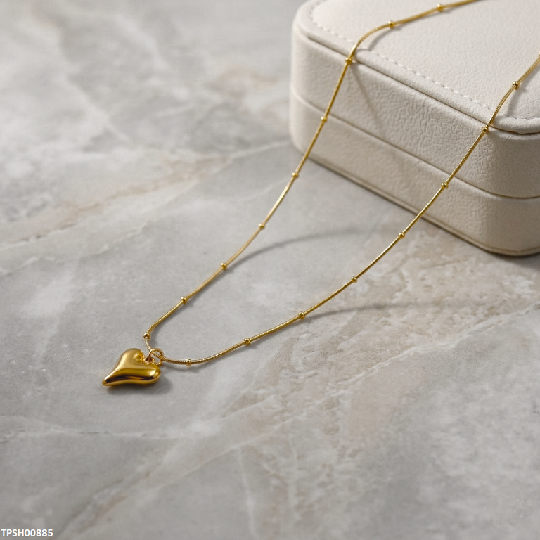 Stainless Steel Heart Drop Pendant With Chain