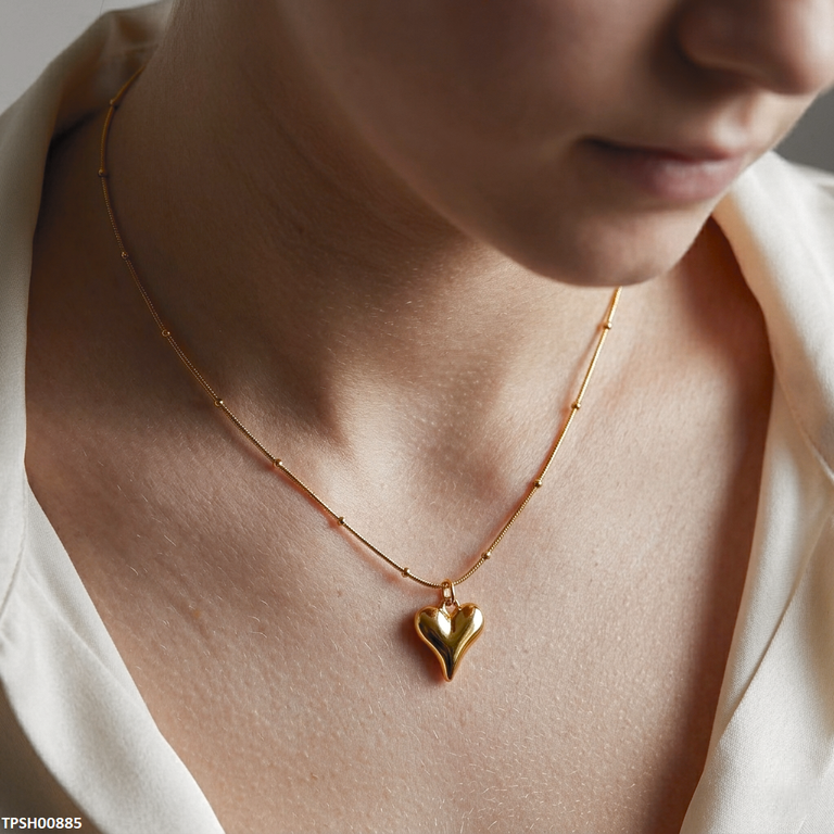 Stainless Steel Heart Drop Pendant With Chain