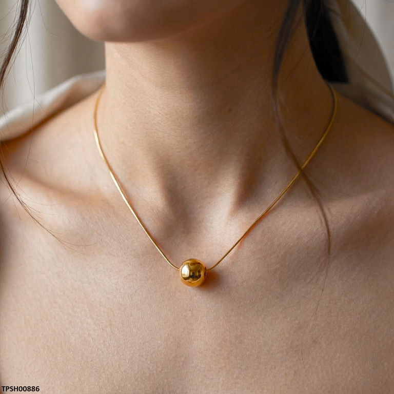 Stainless Steel Round Ball Pendant With Chain