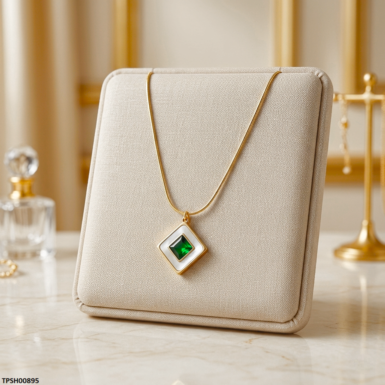 Stainless Steel Square Stone Pendant