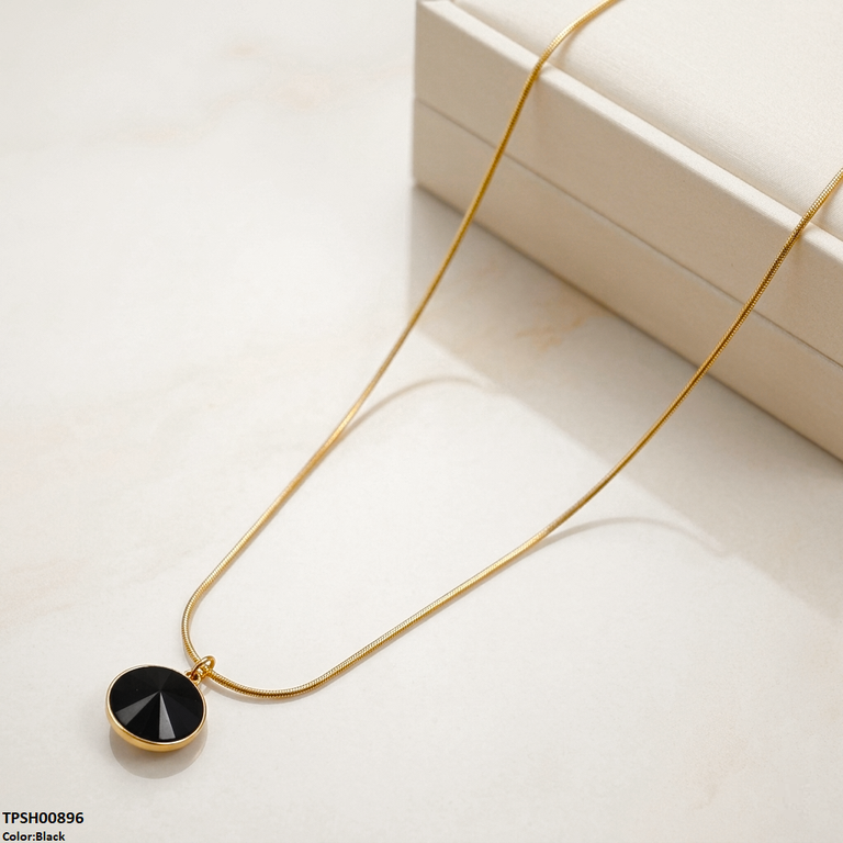 Stainless Steel Round Stone Pendant