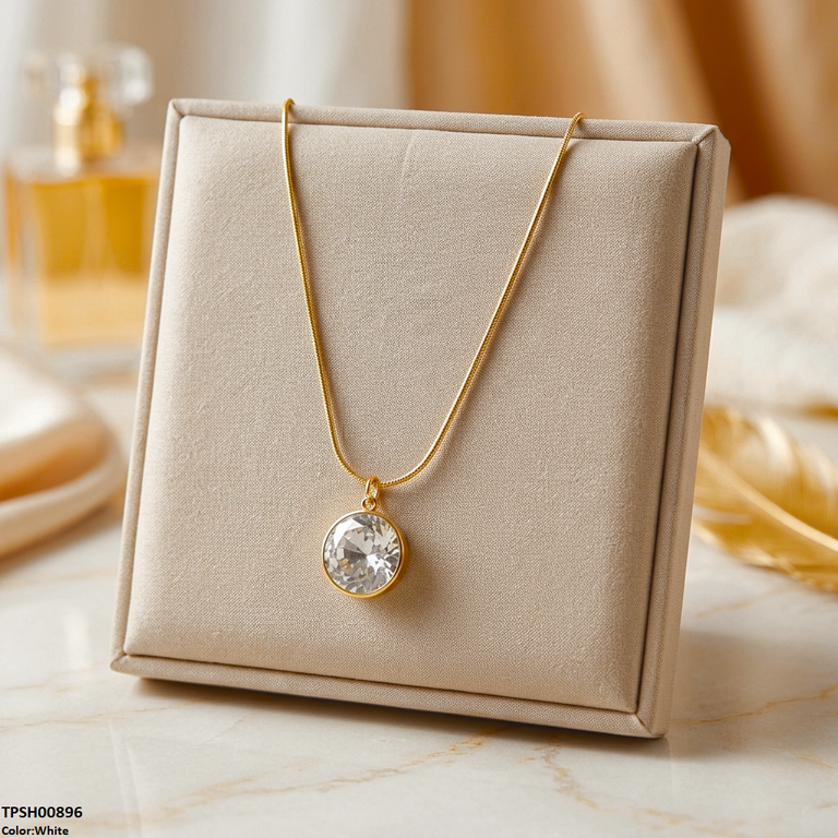 Stainless Steel Round Stone Pendant