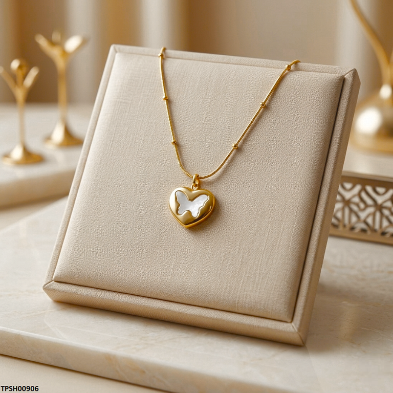 Stainless Steel Heart Butterfly Pendant
