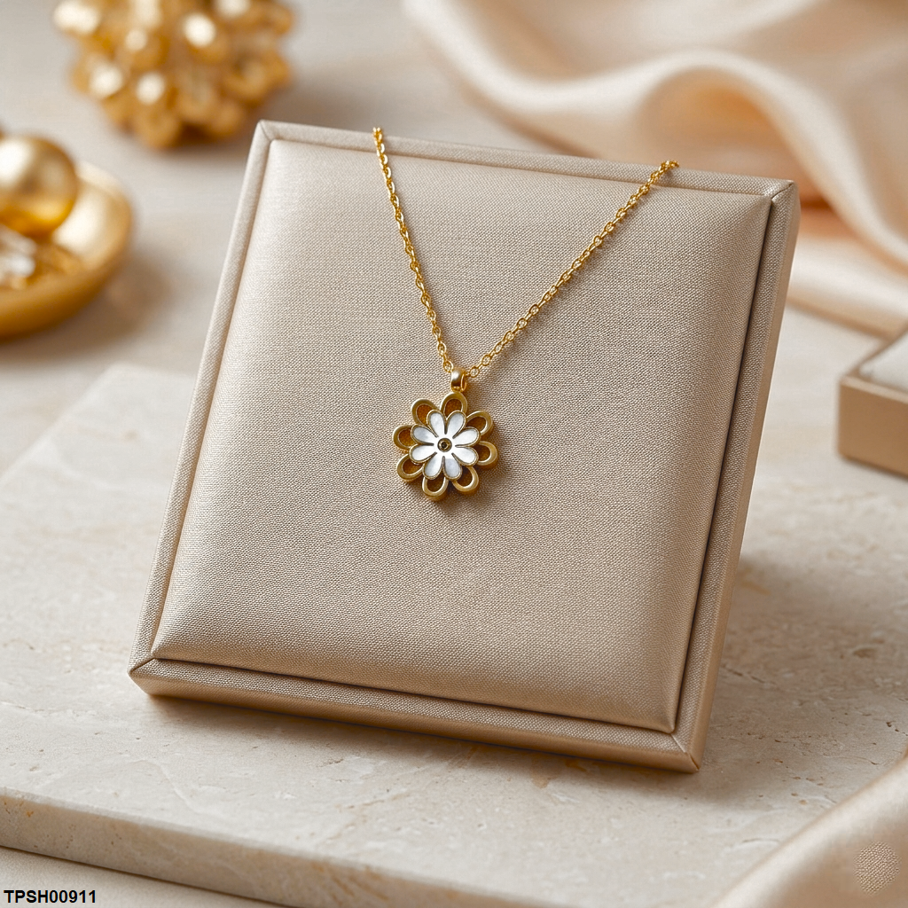 Stainless Steel Double Flower Pendant