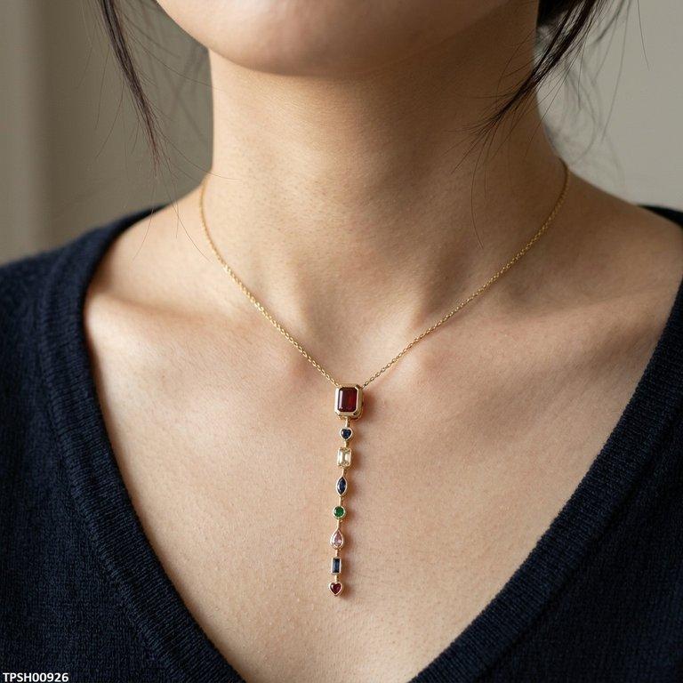 Multi Shape Stainless Steel Zircon Stone Pendant
