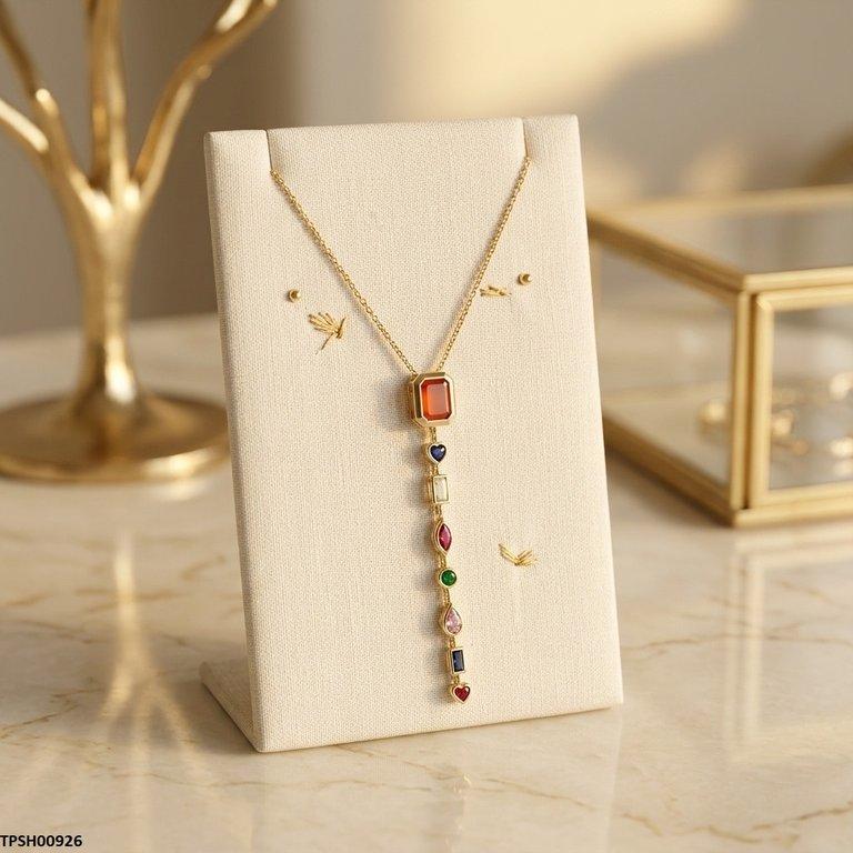 Multi Shape Stainless Steel Zircon Stone Pendant