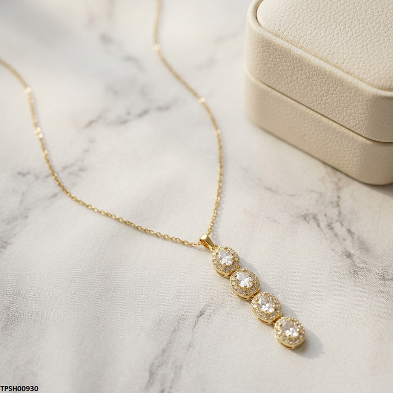 Oval Stainless Steel Zircon Stone Pendant