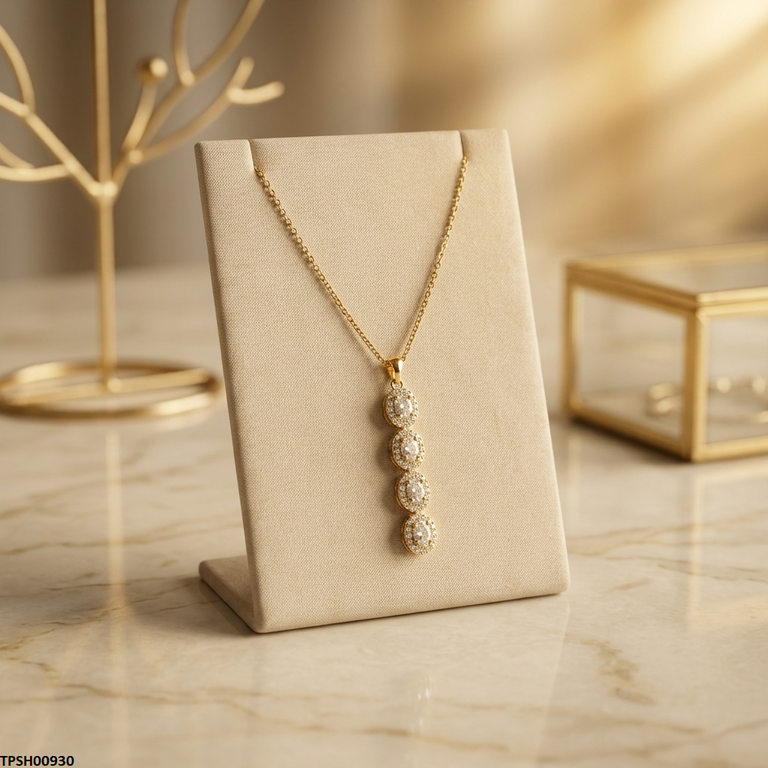 Oval Stainless Steel Zircon Stone Pendant