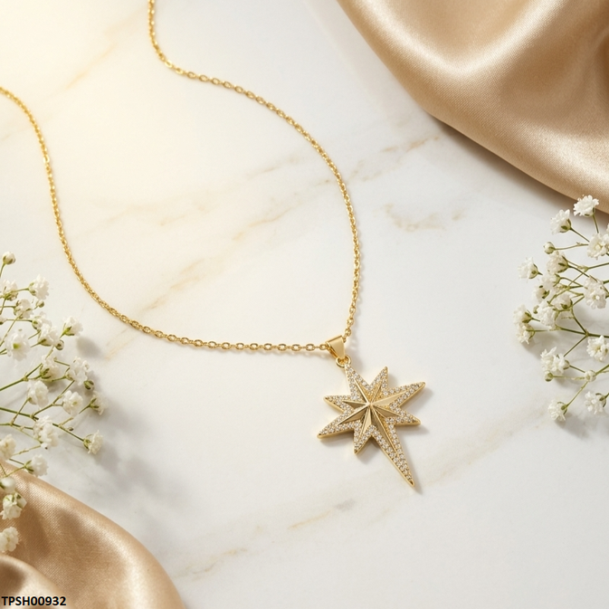 Star Stainless Steel Zircon Stone Pendant